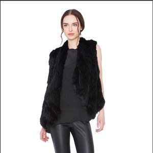 Alice + Olivia “Harriet” cascade fur vest / XS / Black